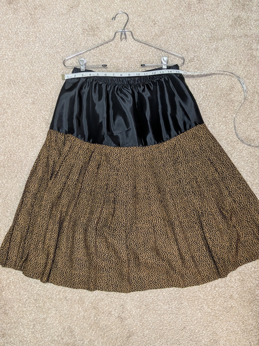 High-Waist Black and Brown A-Line Skirt